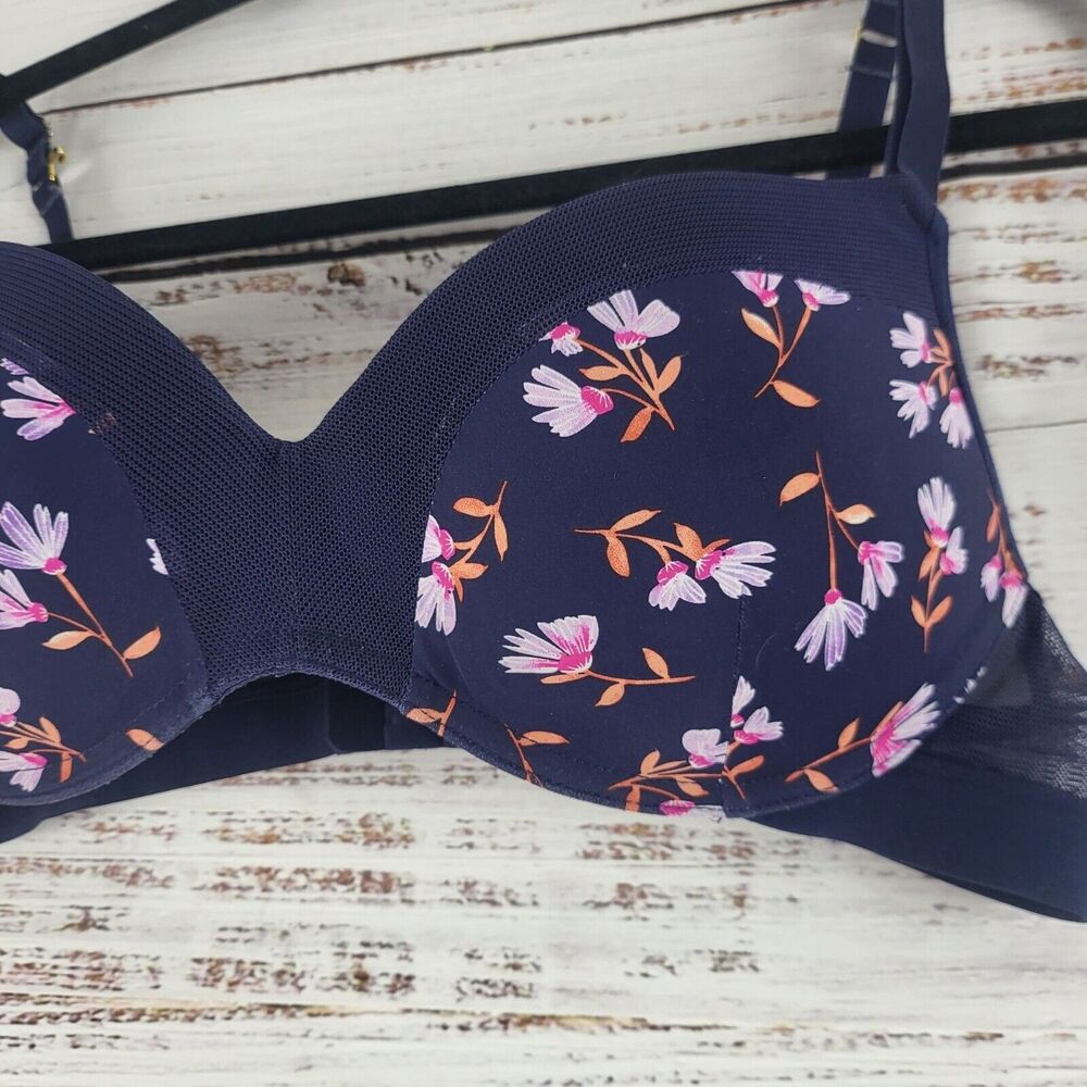 Lively Bra 34C Womens‎ Blue Floral Print Wireless Adjustable Straps - Picture 8 of 16